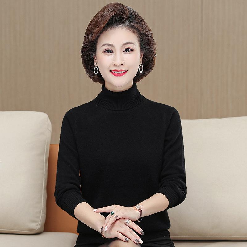 Premium Cashmere High Neck Warm Base Layer for Middle-aged and Elderly Women - Versatile Plus Size Top