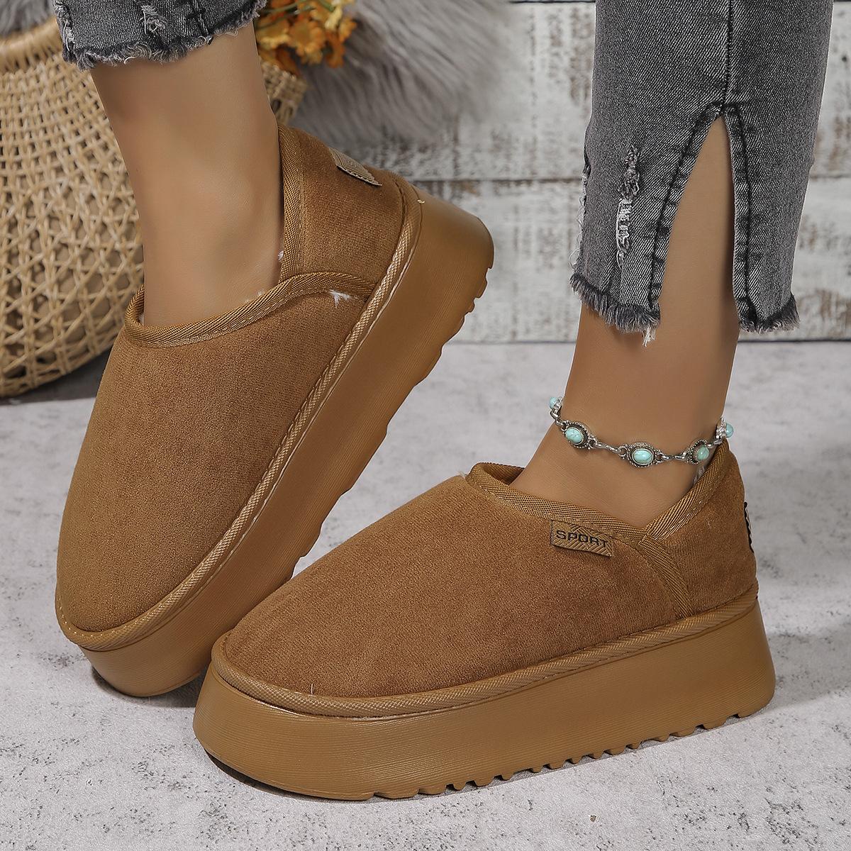 Женские зимние ботинки с толстой подошвой для улицы зимние новые с круглым носком с подкладкой из флиса двусторонние из хлопка 41 темно-коричневого 2868₽