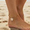 Gold Oil-Dripped Foot Chain Adjustable Beach Jewelry Simple Flower Pendant Anklet  Party