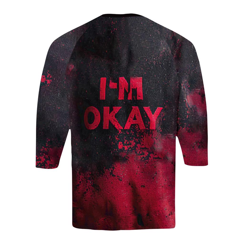Men's Halloween Printed  Collar Three-Quarter Sleeve