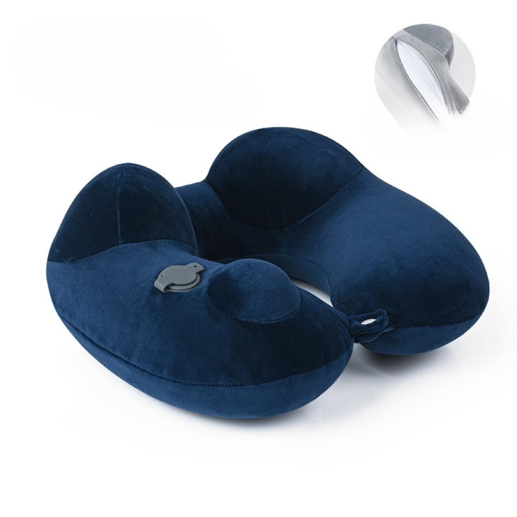 

Travel Pillow U-shaped Pillow Press Inflatable Portable Flight Neck Pillow Suitable for Long-distance Travel синий