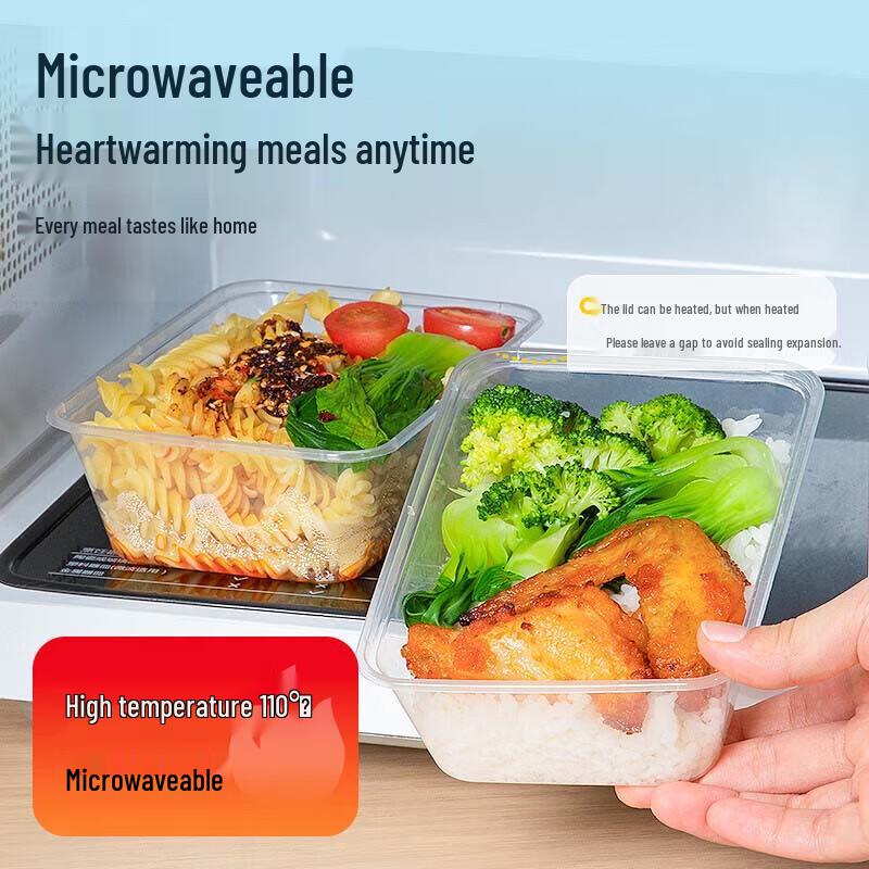 Disposable Rectangular Plastic Food Containers with Lids, 650ml, 300-Pack