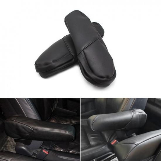 2*Black PU Leather side Seat Armrest Handle Cover For Honda CRV 2007 2008 2009