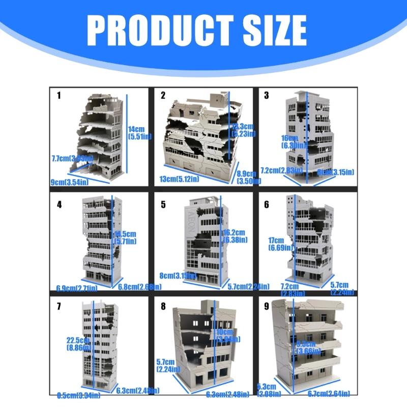 N Scale 1:144 Railway Scenery City Ruined Building Model Outland Model for DIY Sand Table Microlandscape Ornament