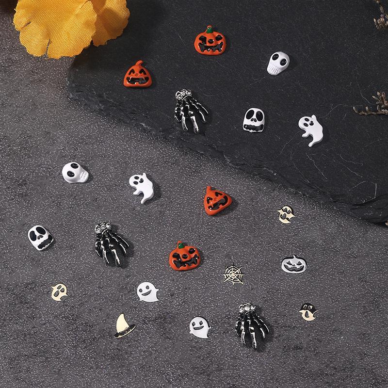 1PCS Pumpkin Skull Bat Nail Art Parts Retro Punk Style Alloy Finger Nail Charms Metal DIY Nail Art Decoration Accessories