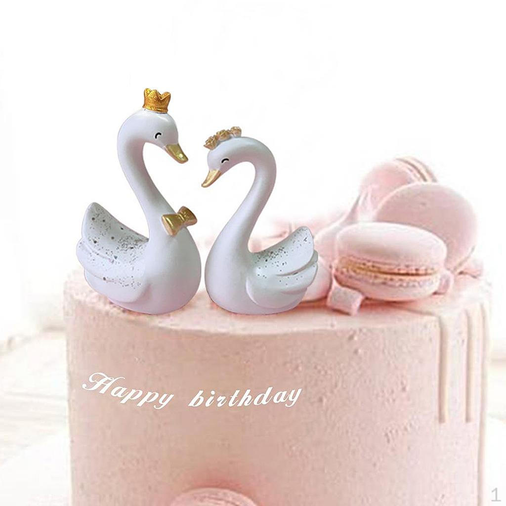 2 шт. 3 Миниатюрная статуэтка лебедя, стоящего, Фигурка, Ручная роспись, Скульптура животного, Сад, Стол, Торт, Автомобиль Mini White