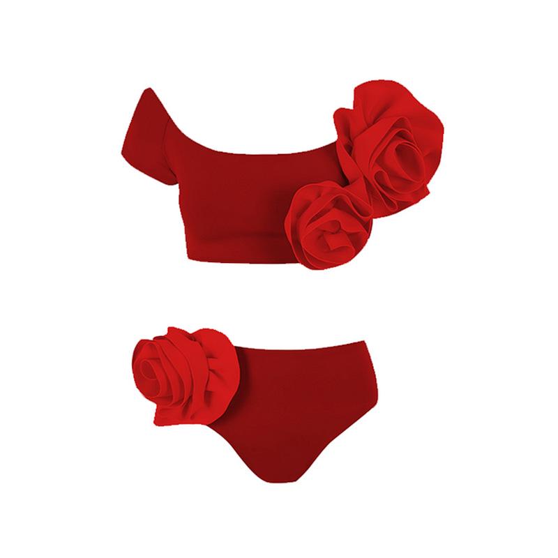 

Европейский и американский купальник бикини без бретелей с цветочным принтом - Хит продаж, купальник из двух частей для женщин. Large красный