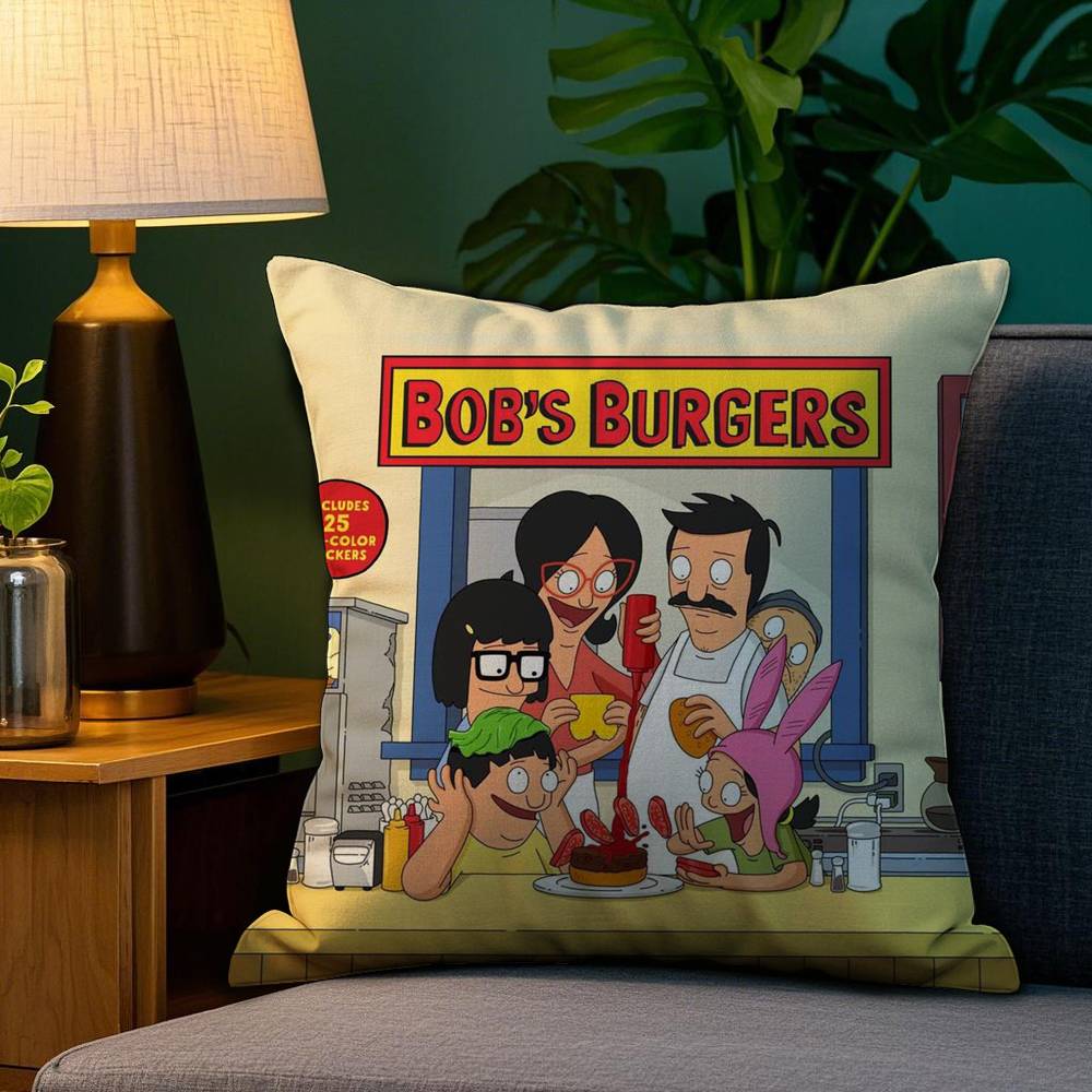 Cartoon B-Bobs B-Burgers Pillow Case Plush Fabric Soft Double Sided Print Sofa Cushion Cover Throw Pillow Covers