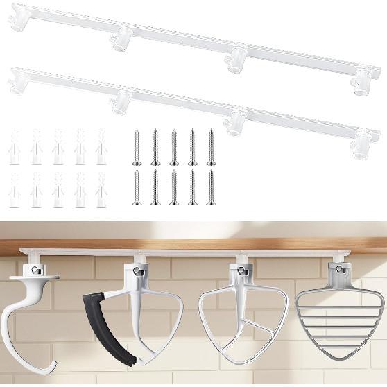 Набор из 2 держателей для насадок миксера для стационарного миксера Kitchen Aid, Подвесные крючки-органайзер для насадок миксера, Совместимый с