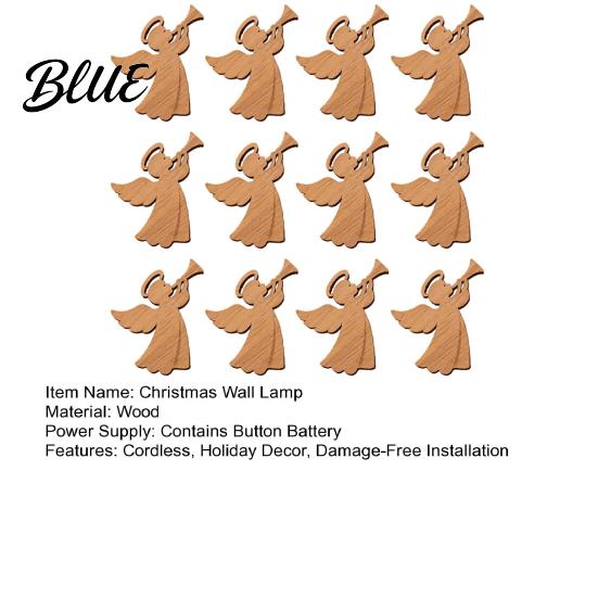Christmas Fireplace Wall with Warm Lamp LED Wooden Angel Art 12Pcs Silhouette Light Festive Backlit