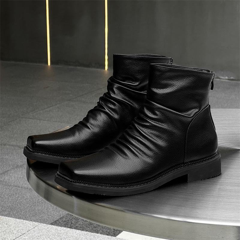 Fashion High Quality Ankle Boots Men Leather Winter Vintage Soft Leather High Top British Style Zipper Wedding Dress Business Mens Boots