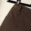 2026 Autumn/Winter Plus Size Corduroy High Waist A-line Black Short Skirt