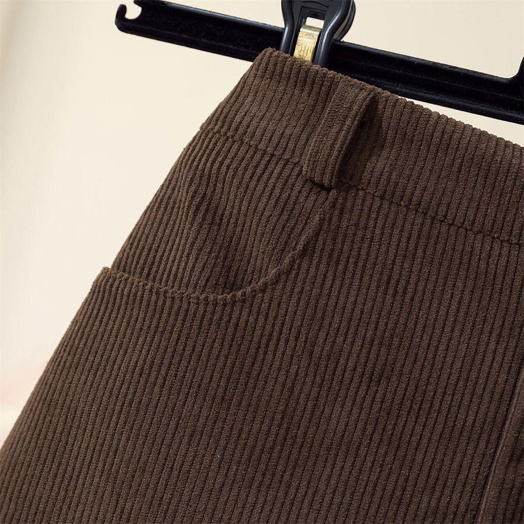2026 Autumn/Winter Plus Size Corduroy High Waist A-line Black Short Skirt