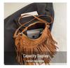 Suede Rivet Tassel Dumpling Bag - Autumn/Winter 2025 Boho One-Shoulder Crossbody