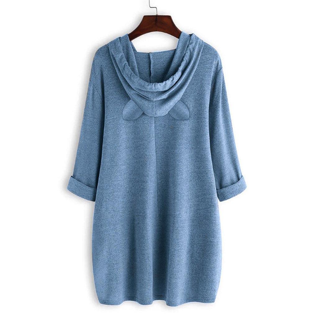 Fashion Women Casual Halloween  Print Hooded Long Sleeve Pocket Shirt Top