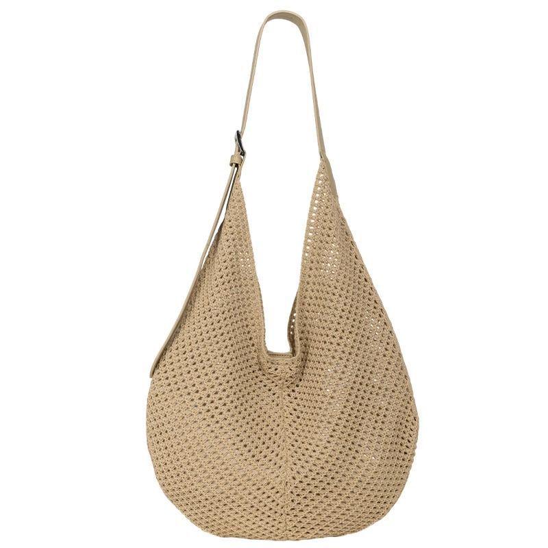 Koreanische Stricktasche mit Ajourmuster für Damen - Große Kapazität, Casual-Stil, Einzelschultertasche
