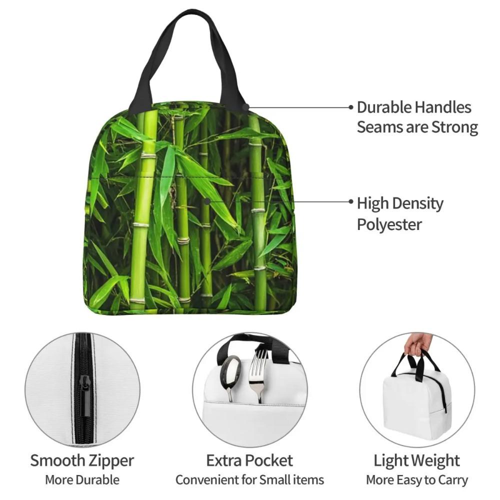 Bamboo Pattern Insulated Lunch Bag for Women Kids Portable Food Boxes Thermal Lunch Box Tote