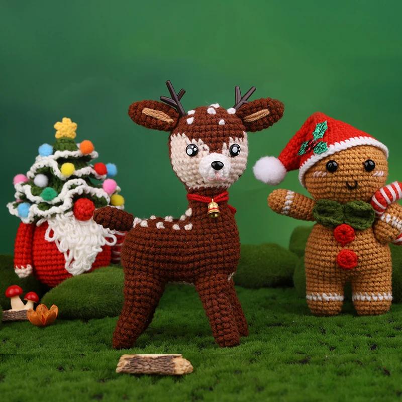 DIY Christmas Crochet Starters Kit, Complete Craft Knitting Kit with Crochet Hooks Yarns Video Tutorials for DIY Gift