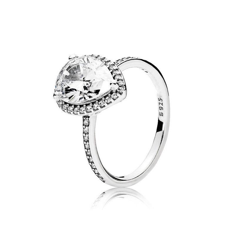 925 Sterling Silver Plated Ring Elevated Red Heart With Colorful Crystal Rings For Women Valentine's Birthday Gift DIY Jewelry