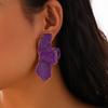 SHIXIN Elegant Colorful Half Flower Large Stud Earrings for Women Luxury Dripping Oil Petals Piercing Earrings Wed Party Jewelry