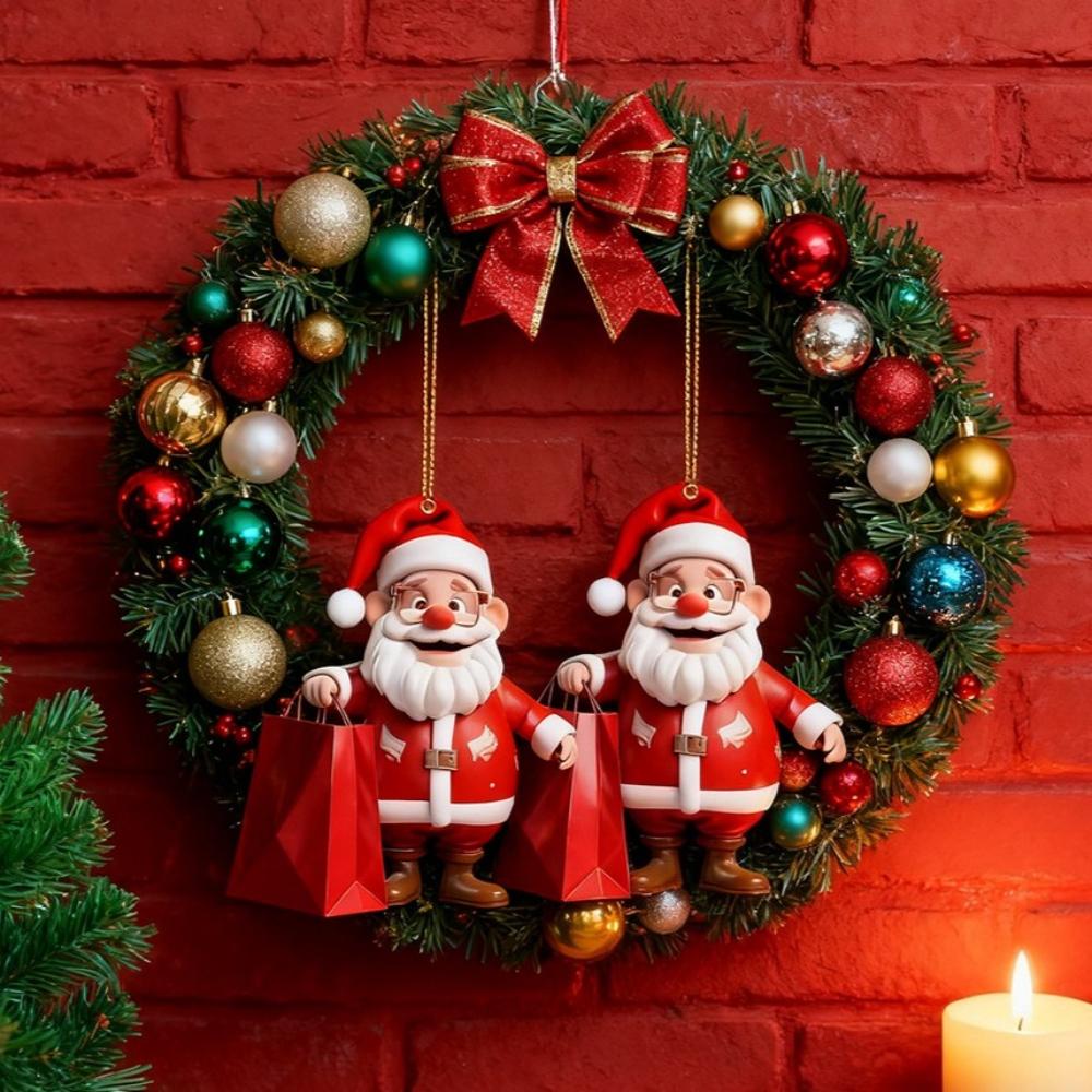 2D New Christmas Tree Decoration Pendant Santa Claus Acrylic Durable Material Xmas Gifts Home Decor Papai Noel Cosas Navideñas
