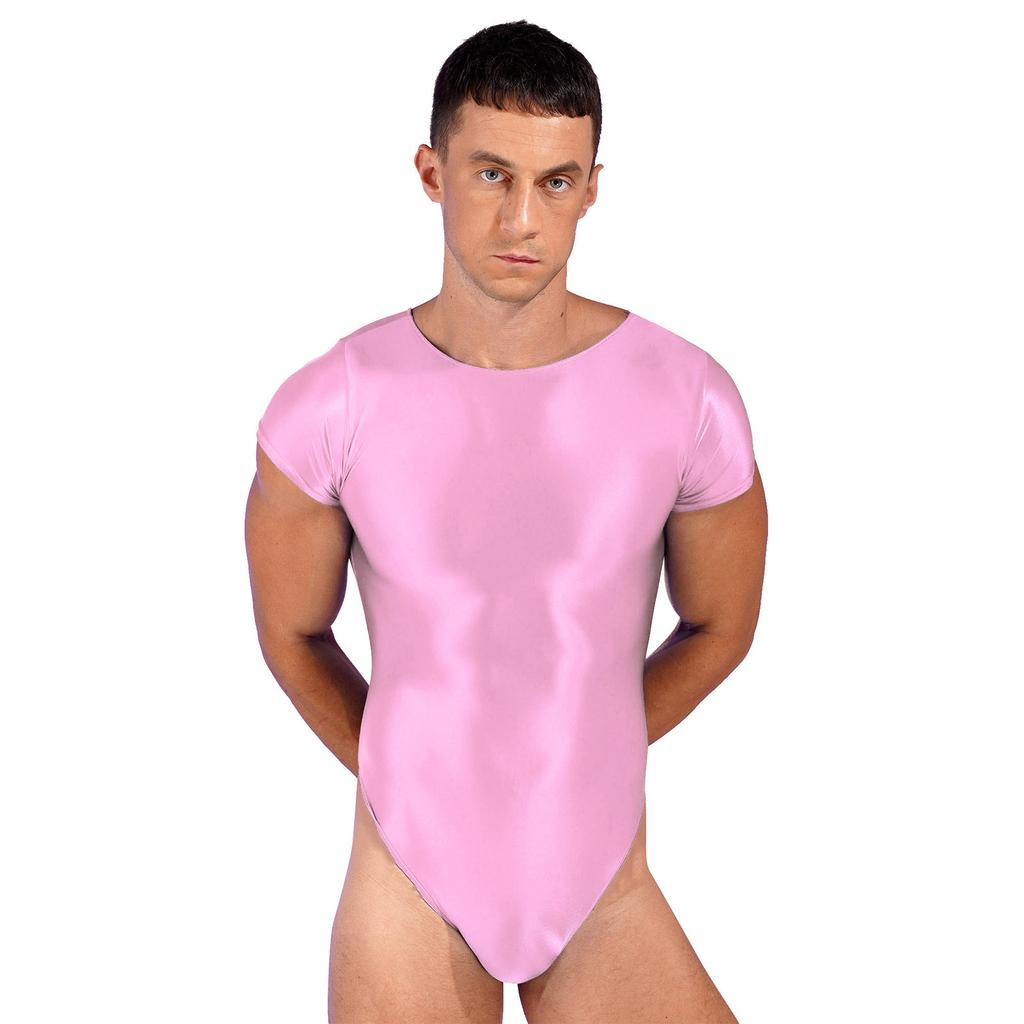 Men's Short Sleeve Tight Jumpsuit Unitards Sport Bodysuit Costumes