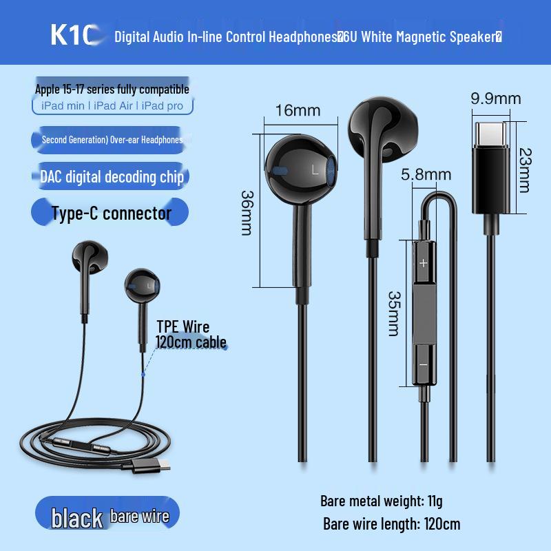 Typ-C Kopfhörer mit Fernbedienung für Vivo, Huawei, Samsung, Xiaomi, Oppo