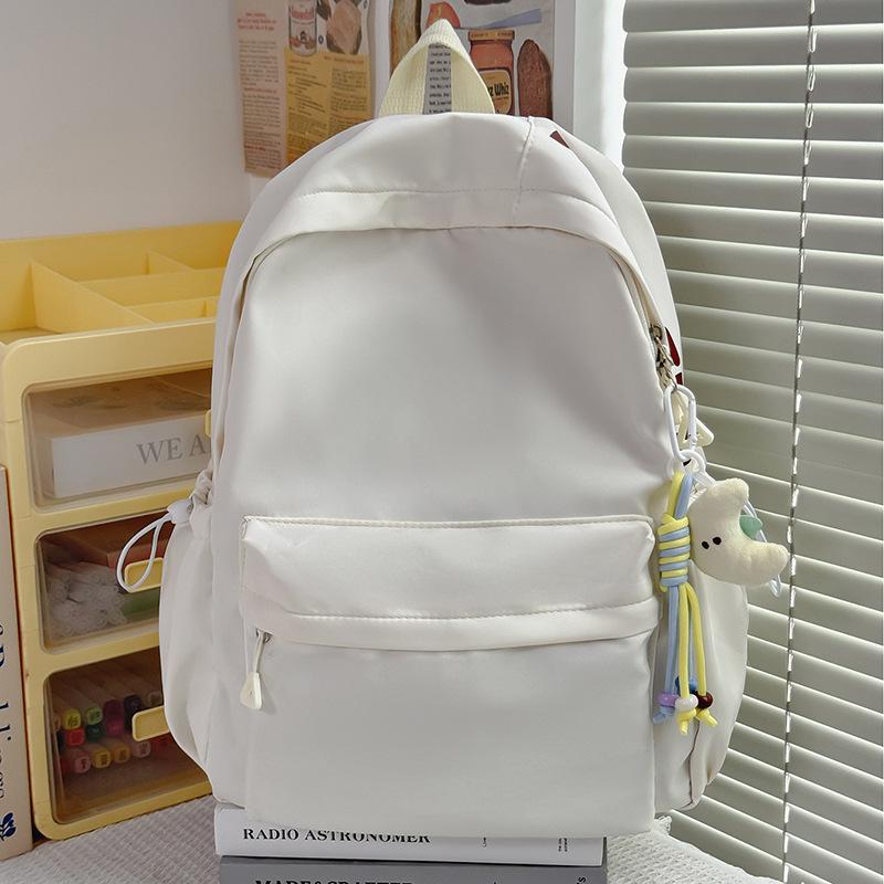 Schoolbag schoolbag ins style niche high school students junior high school girls simple solid color large capacity Korean backpack women's shoulder 