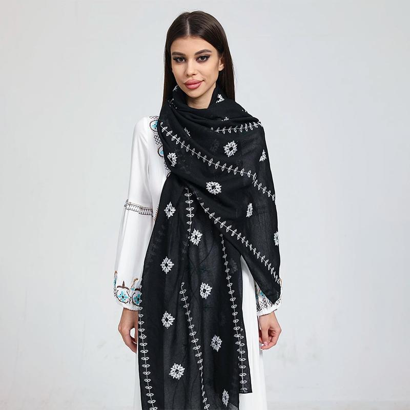 New Pashmina Embroidery Shawl Lady Wrap Warm Winter Scarves Autumn Design Print Female Foulard Beach Stoles Luxury Scarf