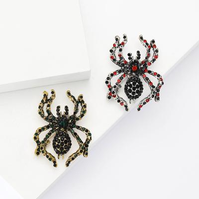 Halloween Legering Strass Spindel Brosch Högklassig Överdriven Herr- och Damkostym Rock Blomma Prydnadsnål