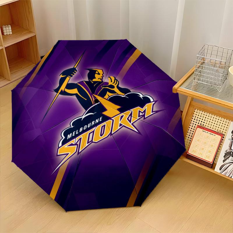 Melbourne Storm Print Auto 8?Ribs Folding Umbrella Wind Resistant Lightweight Automatic Umbrella For Daily Travel