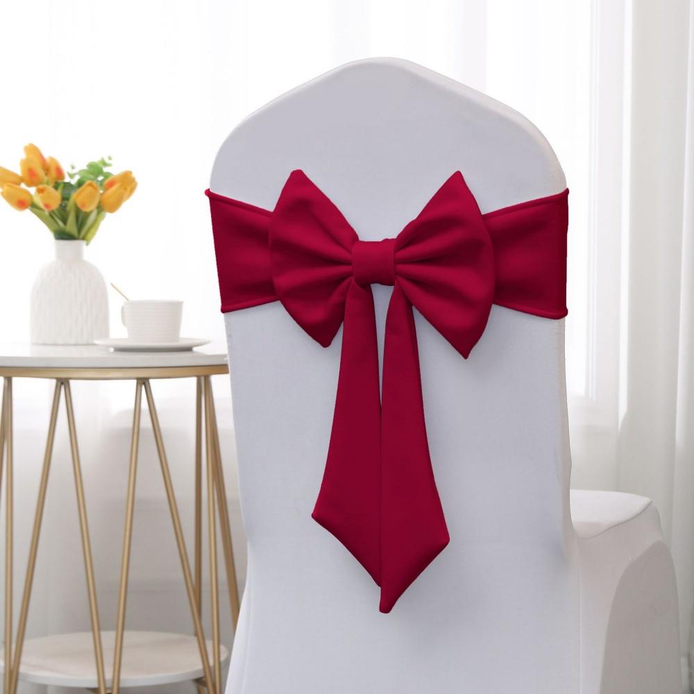 Christmas Chair Cover Bow New Sashes Elastic Bow Tie Chair Back Stretch Band Ribbons for Wedding Party Banquet Event Decoration