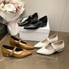 2026 New Simple French Temperament Pointed Toe Shallow Mouth Single Shoes Women's One-word Buckle Strap Low-heeled Shoes