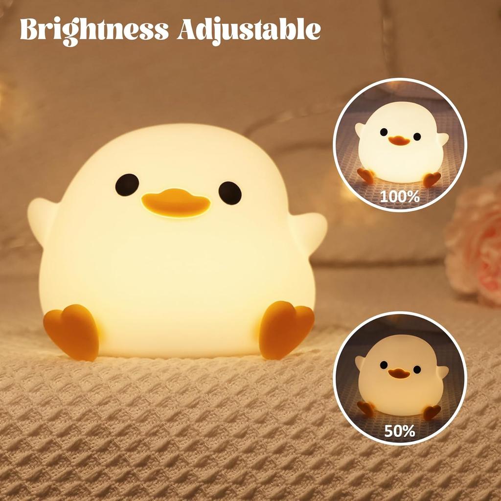 YuanDian Dodo Duck LED Night Light - Cute Silicone Duck Lamp for Bedrooms, Living Room - Rechargeable, Touch Sensor Bedside Table Lamp