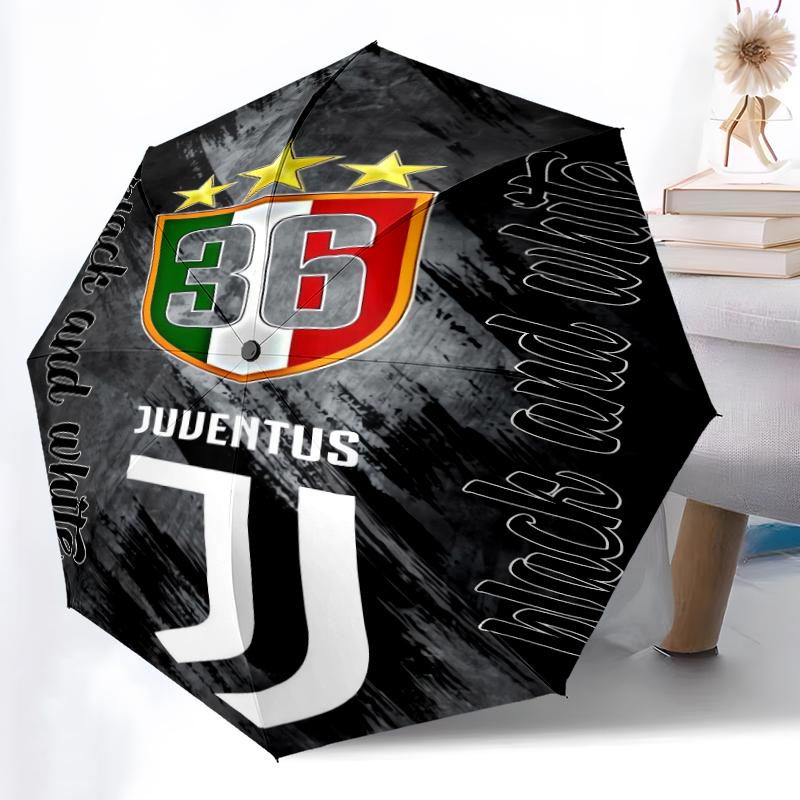 1pz Robusto Ombrello Automatico a 8 Stecche, Ombrello del Juventus Football Club, Stampato Digitalmente, Ombrello Pieghevole per Uso Esterno in Movimento