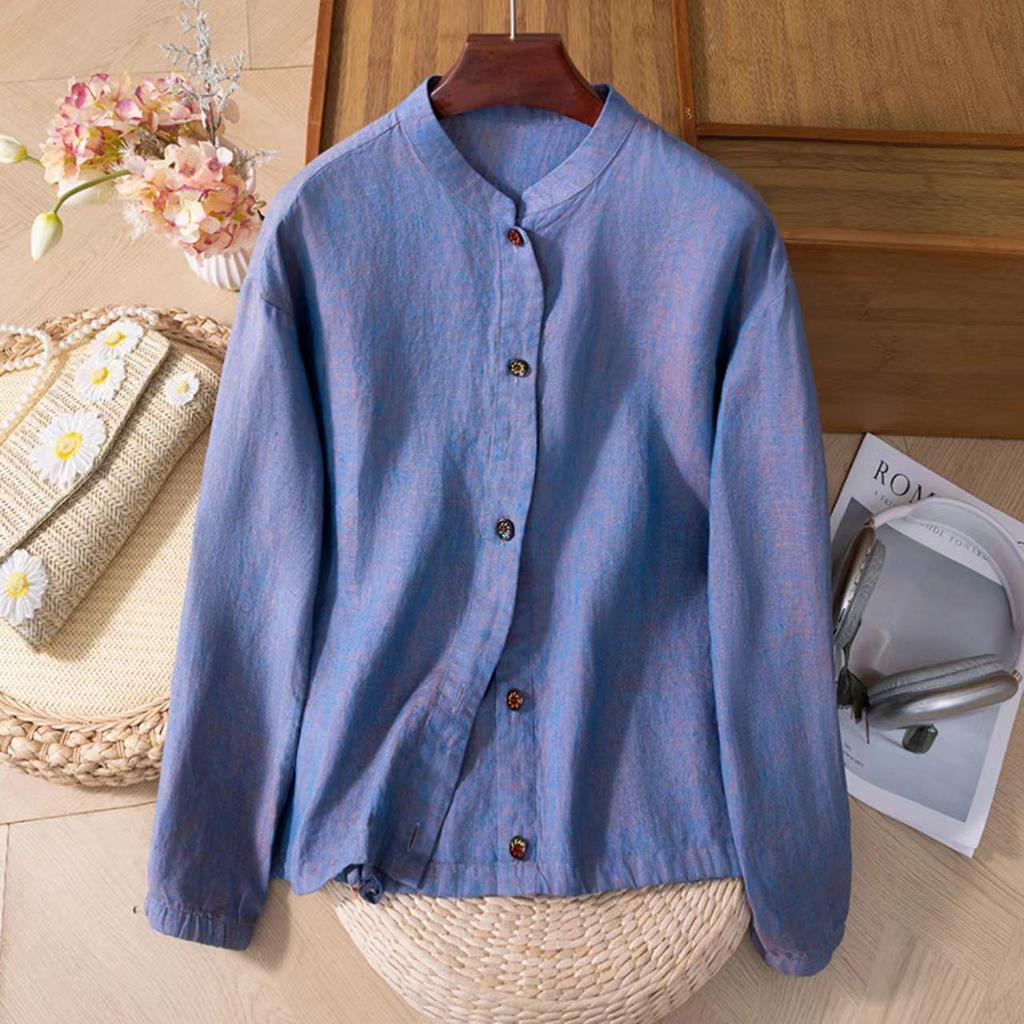 2026 Artistic Linen Women’s Long Sleeve Cardigan Shirt