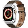 Metal Case+Genuine Leather Strap For Apple Watch Band 44mm 45mm 49mm 40mm 41mm 45 mm bracelet iwatch series se 8 7 6 5 4 ultra 2