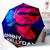 1pc Johnny Hallyday Pattern Umbrella Portable Folding Umbrella Iron Frame Hole Bone Structure Outdoor Home Umbrella