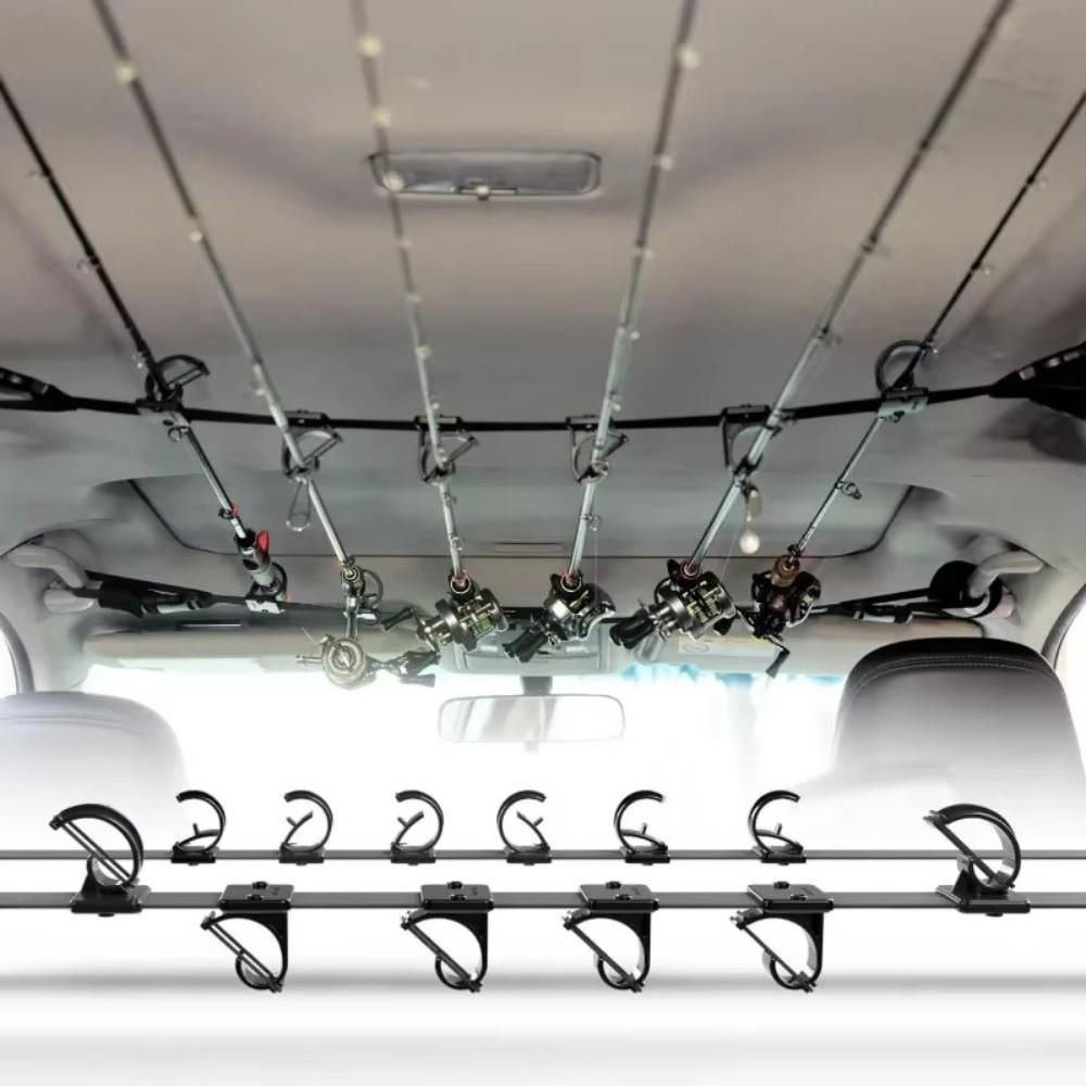 6 Position Car Fishing Rod Holder High-Elasticity Rubber Straps Non-Slip Design Clip-On Holder Durable Design