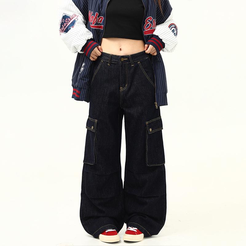 

Унисекс Ретро Джинсы Прямого Покроя с Множеством Карманов - Тренд Осень/Зима L темно-синий