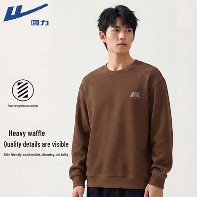 Men's Waffle Knit Crewneck Pullover Sweatshirt