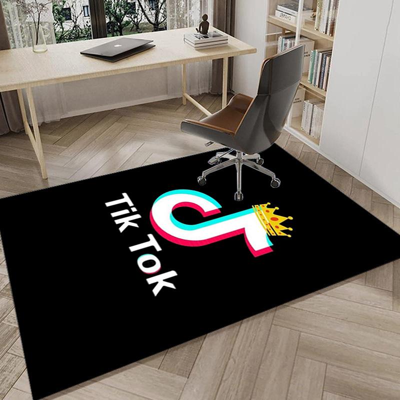 Neon Tiktok Logo Art Area Rug for Office, Chair Rug, Decorative Carpet Livingroom Mat, Large Size Fan Gifts Christmas Gifts