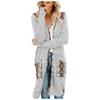 Fashion Women Stripe Print Leopard Patchwork Buttons Knitted Cardigan Coat