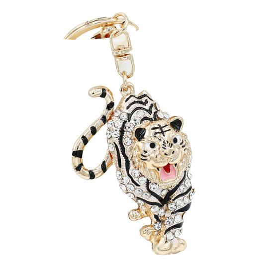 Portable Key Ring Fine Workmanship Alloy Tiger Rhinestone Keyring Keychain for Friends