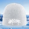Hardcore Graffiti Style White Text Men Women Unisex Knitted Hat Beanie Pullover Cap Winter Thermal Warm Christmas Outdoor Cyclin