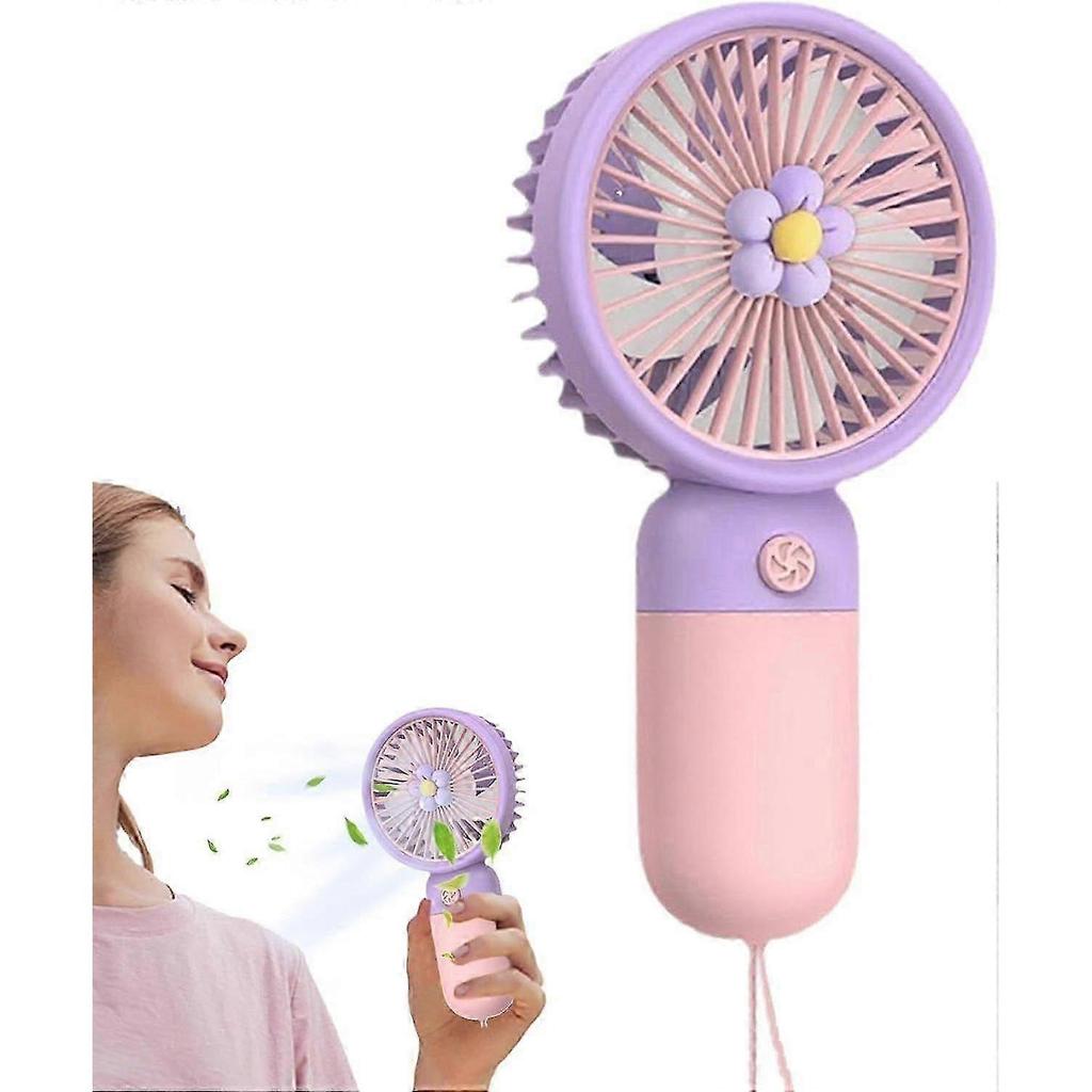 Personal Pocket Fan Portable Rechargeable Fan Small Cooling Fan Battery Operated Handheld Fan with Little Flower for Girls Boys Women Men 15*7.8*5.3c
