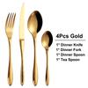 4/8/12/16Pcs Gold Cutlery Set Stainless Steel Tableware Mirror Dinner Set Sliver Knife Fork Spoon Black Kitchen Utensils