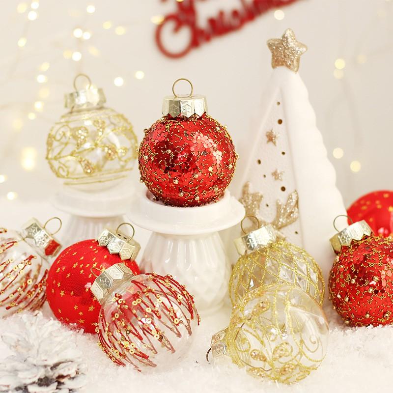 Christmas Tree Ornaments Red Gold PET Painted Baubles Set Holiday Party Decorations