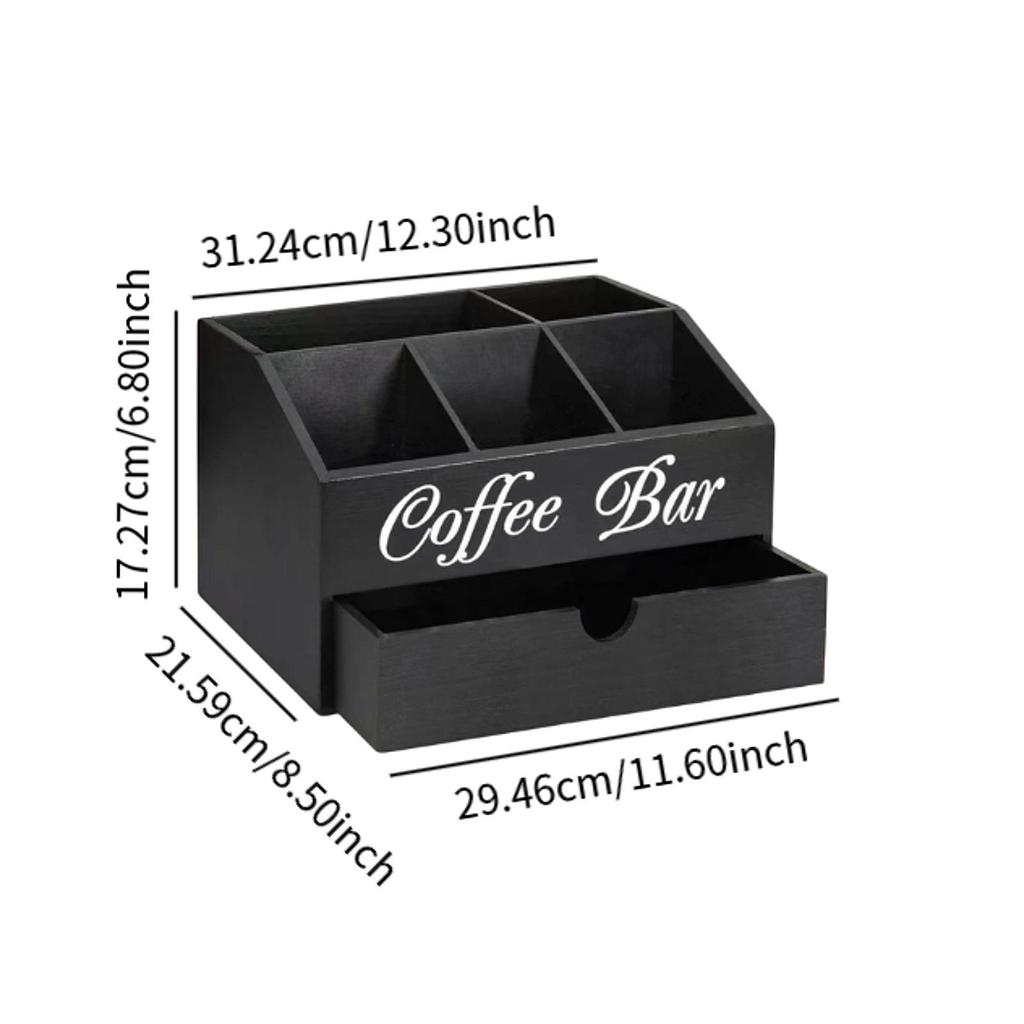 Coffee Station Organizer for Counter Coffee Bar Decor Farmhouse Countertop 2 Layer Storage Basket for Kitchen Coffee Bar Office