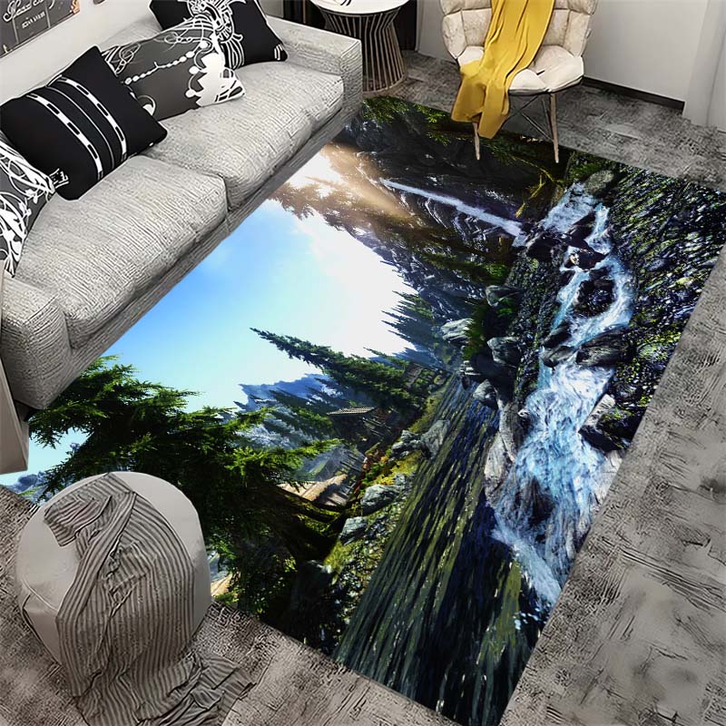 Tropical Beach Seychelles Area Rug, Paradise Coastline Non-Slip Carpet for Bedroom Home Decor